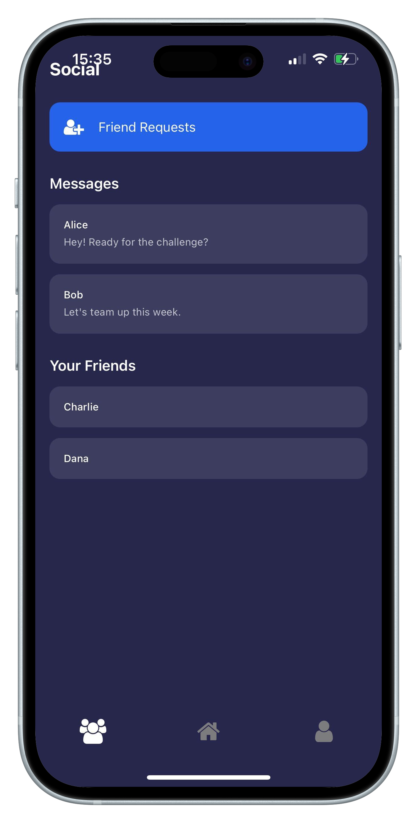 Profile screen